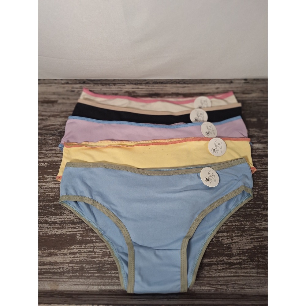 5 Pack Womens Low Rise Hipster Panties Multi Color Contrast Trim Size Medium